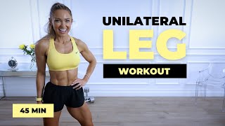 45 Minute Unilateral Leg Workout at Home with Dumbbells  Caroline Girvan [upl. by Lyrpa908]