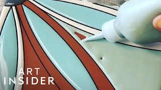 Handmade Ceramic Tiles Are Colorfully Painted [upl. by Korff]