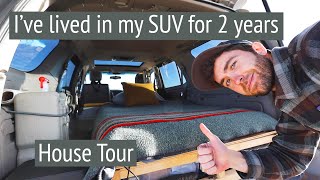 Living in my SUV for two years  Tiny home camper tour  Toyota Sequoia 4x4 Overland [upl. by Eissak]