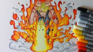 Drawing Vinsmoke Sanji  Diable Jambe Flamble [upl. by Hardin]