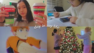 days in my life vlog christmas vibes online school stress amp watching haikyuu [upl. by Odlavso]