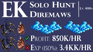 EK  Solo Hunt Kazordoon Diremaws PROFIT 850khr EXP150 34kkhr post rebalanceo de voc [upl. by Cote]