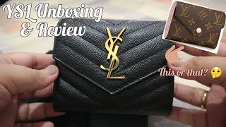 Saint Laurent Monogram Trifold Wallet Unboxing amp Review  LV Victorine look a like  How I pack  PH [upl. by Okechuku]