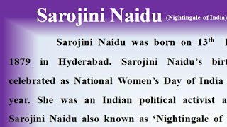 Sarojini Naidu Essay English  Essay on Sarojini Naidu National women day sarojini naidu biography [upl. by Pompea]