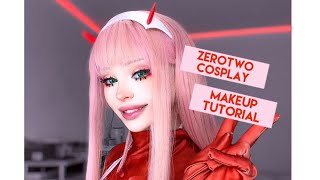 ZEROTWO anime cosplay makeup TUTORIAL from „darling in the franxx“ [upl. by Bradan]