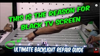 How to fix LED LCD TV black screen no backlight TV disassemble testing LEDs ordering part repair [upl. by Solenne]