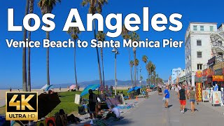 Venice Beach to Santa Monica Pier Walking Tour  Los Angeles 4k Ultra HD 60fps – With Captions [upl. by Kaufman]