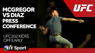 McGregor vs Diaz UFC 202 Press Conference goes off [upl. by Saduj]