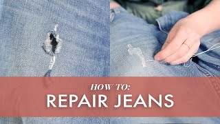 How To Repair Ripped Jeans 3 Ways [upl. by Neerol888]