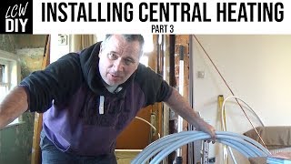 How to Install Central Heating System part 3  running pipes under the floorboards DIY Vlog 12 [upl. by Poree]