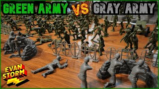 PLASTIC ARMY MEN Pretend Play Evans Green TEAM vs Dads Gray TEAM [upl. by Danella]