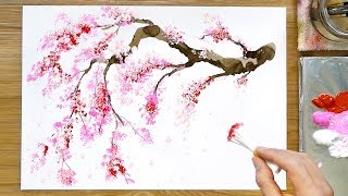 Cherry Blossom Tree Acrylic Painting Technique [upl. by Javier392]