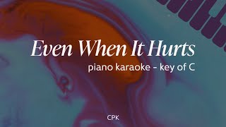 Even When It Hurts Praise Song  Hillsong UNITED  Piano Karaoke Key of C [upl. by Weingarten]