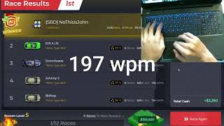 NitroType 190 WPM Compilation HANDCAM Dvorak typing [upl. by Ecirtnas419]