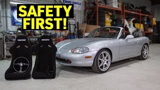 Fitting Bucket Seats into The BUDGET Miata [upl. by Yeliab]