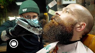 Humongous Beard Gets Perfect Beard Trim [upl. by Akinot374]