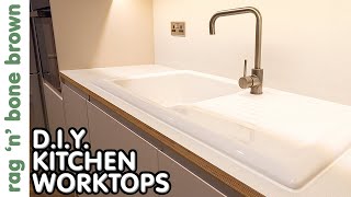 Making DIY Custom Birch Plywood amp Laminate Kitchen Worktops  Countertops [upl. by Bolan527]