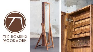 Making A Jewelry Armoire  Standing Mirror  MidCentury Modern Woodworking  My First Etsy Sale [upl. by Anair]