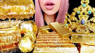 ASMR Edible Gold Crown Honeycomb Chocolate Bars  Eating Sounds [upl. by Aicirtal]