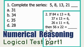 Part1 Logical Test  NUMERICAL REASONING [upl. by Cornie]