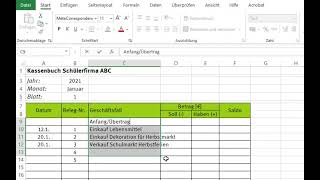 Buchhaltung ganz praktisch Kassenbuch Excel Grundlagen [upl. by Berhley934]