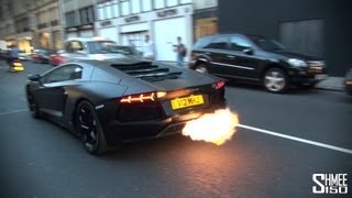 CRAZY FLAMES  Matte Black Lamborghini Aventador [upl. by Toffey]