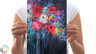 How to Paint Flowers  Acrylic Painting Tutorial [upl. by Roderigo157]