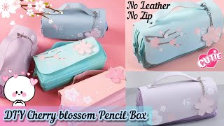 🌸DIY Cherry blossom Pencil Case🌸 school supplies  How to Make Pencil case with cardboard [upl. by Yengac935]