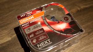 Comparing standard H7 headlight bulb to Osram Night Breaker Laser [upl. by Clarice]