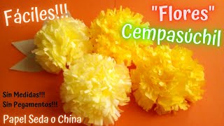 🌼DIY Flores de Cempasúchil con Papel quotSedaquot o quotChinaquot Sin Medidas ni Pegamentos 🌼MariGold [upl. by Anelaj817]