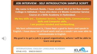 Self Introduction Sample for a Job interview [upl. by Nyleve]