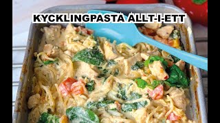 Kycklingpasta alltiett – pasta recept [upl. by Dlawso841]