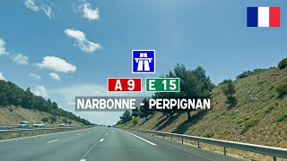 Driving in France Autoroute A9 E15 from Narbonne to Perpignan [upl. by Bratton513]