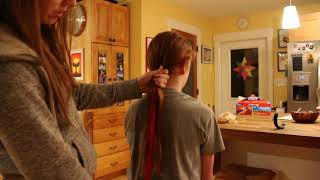 12 yr Old Boy Scout Donating Long Hair to Wigs for Kids [upl. by Darya914]