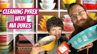 HOW TO CLEAN VINTAGE PYREX WITH MA DUKES  Over The Years [upl. by Ylelhsa]