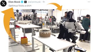 Tesla Optimus Bot Folds Laundry [upl. by Elery986]