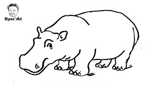 How to Draw a Hippopotamus easy [upl. by Ruscio877]