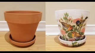 Flower Pot DIY Design  Decoupage with napkins [upl. by Aneer]