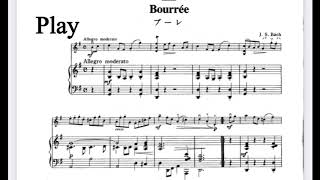 Suzuki Violin Book3 “Bourree” by JSBach Piano Accompaniment [upl. by Nnylram370]