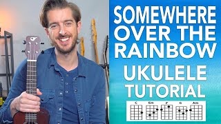 UKE  Somewhere Over The Rainbow UKULELE Lesson Tutorial  Easy Songs how to play [upl. by Ralfston]