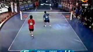 Messi amp Tevez VS Maradona amp Enzo Football Tennis [upl. by Aissirac]