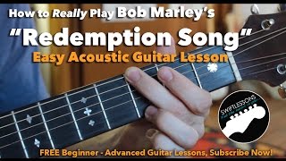 Bob Marley  Redemption Song  Easy Guitar Lesson Chords and Tabs [upl. by Og]