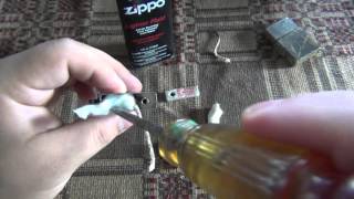 Zippo Lighter Maintenance Replacing Wick amp Flint  Refilling [upl. by Ynaffital]