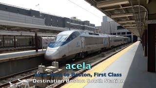 Amtrak  Riding acela First Class  New York to Boston [upl. by Ragde]