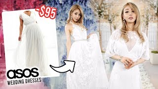 I Tried On CHEAP Wedding Dresses From ASOS [upl. by Aitnuahs]