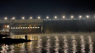 Spillway fishing at Wolf Creek Dam Cumberland Lake [upl. by Settera515]