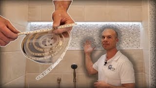 How to Install LED Lights In Shower Niche  ACTUAL JOB [upl. by Woodward516]