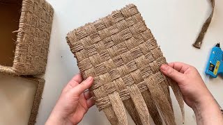 DIY Wicker basket with Jute Rope and Cardboard  Jute Rope Basket  Jute and Cardboard Craft [upl. by Naquin]