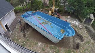 Fiberglass pool install timelapse part 1 [upl. by Kciredohr454]