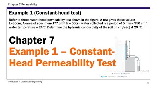 Chapter 7 Permeability  Example 1 Constant head permeability test [upl. by Ahcsropal]